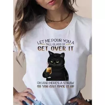 Футболка с принтом модная 3D кошка милая тенденция милая женская одежда одежда с коротким рукавом летние футболки женская графическая футболка S