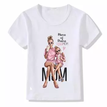 Футболка с принтом Mother S Love Baby и Mother для детей, летние топы Kids Mom Life 110 белый