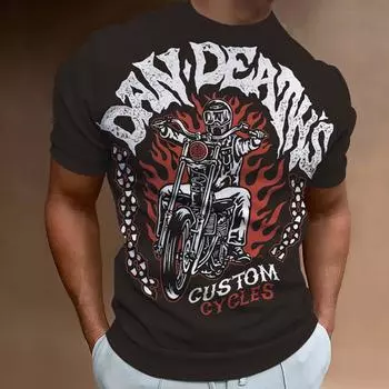 Футболка с принтом мотоцикла 3d, мужская летняя повседневная мужская футболка, модная мужская одежда, ретро свободные футболки большого размера для мужчин, топы S