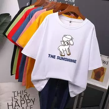 Футболка с принтом мультфильма, женская негабаритная свободная хлопковая летняя футболка, мягкий женский джемпер, топ M чёрный