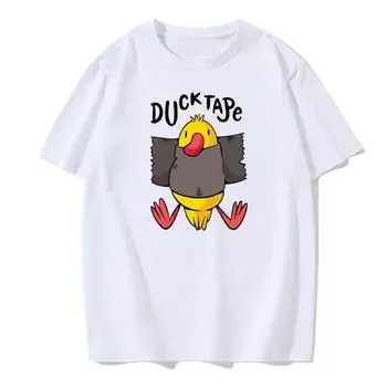 Футболка с принтом мультяшной утки, модные мужские топы, однотонная футболка с круглым вырезом, одежда из чистого хлопка, уличная футболка с короткими рукавами S бежевый