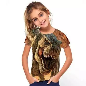 Футболка с принтом на все тело, летний тренд, топы для мальчиков и девочек 110 темно-коричневого