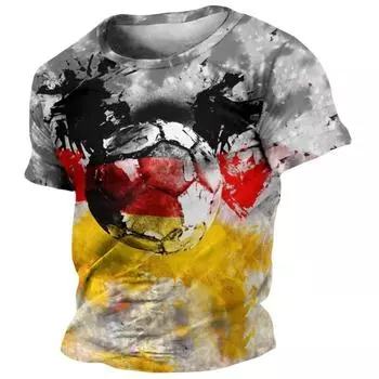 Футболка с принтом национального флага Германии для мужчин, футбол на открытом воздухе, спортивный трикотаж, летние повседневные свободные модные топы с круглым вырезом и короткими рукавами S