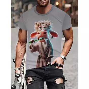 Футболка с принтом овцы и осла коровы свиньи 3D для мужчин, забавные футболки с изображением животных, модные повседневные женские футболки большого размера с круглым вырезом S