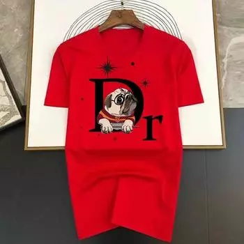 Футболка с принтом пекинеса для мужчин, модная, женская, брендовая, классическая, спортивная, летняя, свободного покроя, с короткими рукавами S бежевый