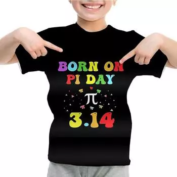 Футболка с принтом Pi Math для мальчиков и девочек, футболка с короткими рукавами Pi Day 3.14, детская одежда, летние повседневные забавные футболки с круглым вырезом 100