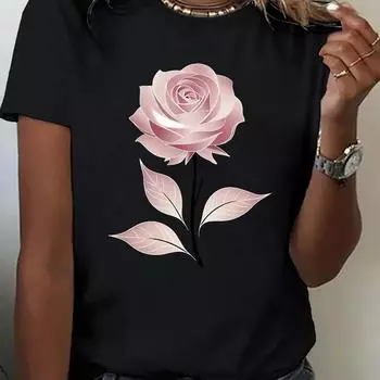 Футболка с принтом, подойдет для повседневного ношения женщинами в этом сезоне, с круглым вырезом и короткими рукавами, для занятий спортом на открытом воздухе XS