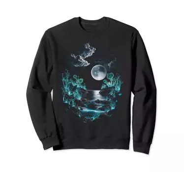 Футболка с принтом природы и лунного луча Hiker Graphic Sweatshirt чёрный