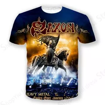 Футболка с принтом рок-группы Saxon Band 3D, мужская модная футболка, топы в стиле хип-хоп, футболки, мужская одежда, топы в стиле хэви-метал L