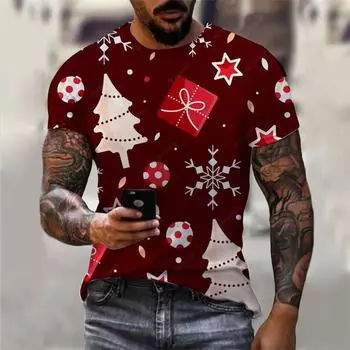 Футболка с принтом рождественского лося Санта-Клауса 3D для мужчин, забавные рождественские подарки, женская футболка, повседневная уличная детская футболка S