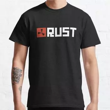 Футболка с принтом Rust Game размера плюс S-3XL, мужские топы, модная одежда, футболки S чёрный