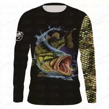 Футболка с принтом «Рыбалка» с 3D-принтом, футболка с длинным рукавом, мужская мода, топы, футболки, повседневная уличная футболка для мужской одежды, свободная, большого размера S