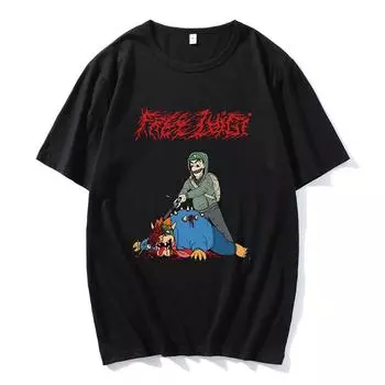 Футболка с принтом Sanguisugabogg Luigi, короткий рукав, летние хлопковые футболки с круглым вырезом, мужская одежда, повседневные футболки в стиле хип-хоп, графический топ XS чёрный