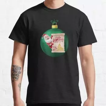 Футболка с принтом «Санта желает счастливого Рождества» размера плюс S-3XL, мужские топы, модная одежда, футболки S чёрный