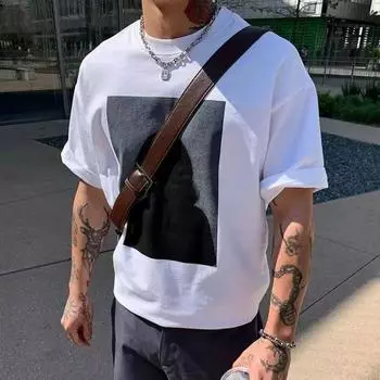 Футболка с принтом Sense of Design Shadow для мужчин и женщин в стиле ретро из чистого хлопка, летний модный тренд, повседневный удобный топ с коротким рукавом для пары в стиле Харадзюку S белый