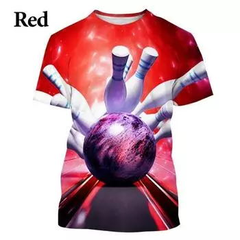 Футболка с принтом шара для боулинга 3D, повседневная, модная, спортивная, крутая, с коротким рукавом, мужская, женская, веселая, уличная футболка S синий