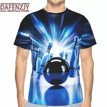 Футболка с принтом шара для боулинга для мужчин, модные уличные спортивные костюмы, летние уличные тренды, большие топы с короткими рукавами и круглым вырезом в стиле Харадзюку S синий