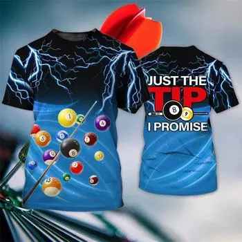 Футболка с принтом «Снукер» на 3D-принте, спортивная футболка Billiards League для мужчин, повседневная уличная одежда, мужская дизайнерская одежда, свободный топ с круглым вырезом S