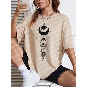 Футболка с принтом солнца, луны и звезд S