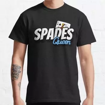 Футболка с принтом Spades Queen размера плюс S-3XL, мужские топы, модная одежда, футболки S чёрный