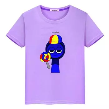 Футболка с принтом Sprunki для детей, мальчиков 10 лет, 100% хлопок, короткие топы с рисунком аниме, цельный топ y2k, милые футболки Sprunki, футболка для девочек, одежда 100 белый