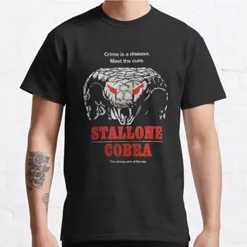 Футболка с принтом Stallone Cobra размера плюс S-3XL, мужские топы, модная одежда, футболки S чёрный