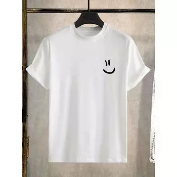 Футболка с принтом «Улыбка» для мужчин, повседневная, с круглым вырезом и коротким рукавом, модные летние футболки для мужчин, обычные футболки больших размеров, топы S коричневый