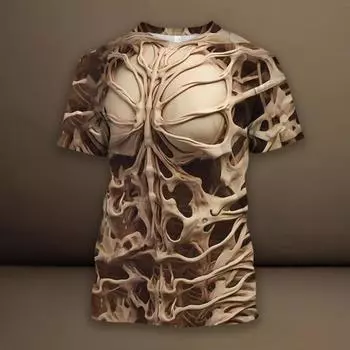 Футболка с принтом ужасного черепа 3D для мужчин, модная футболка в стиле поп, повседневная уличная одежда, мужская одежда больших размеров, топ Y2k S