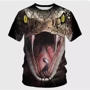 Футболка с принтом ужасной змеи для уличной одежды, повседневная, мужская, женская, модная, свободного покроя, с короткими рукавами, круглая S