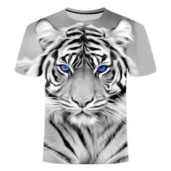 Футболка с принтом в стиле хип-хоп с 3D-принтом, футболка с изображением тигра для мужчин/женщин, забавные футболки, мужская одежда, повседневные футболки, топы S