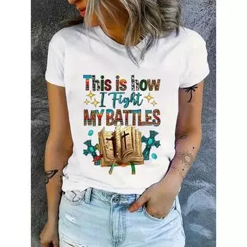 Футболка с принтом в виде буквы, повседневная женская одежда с круглым вырезом и коротким рукавом Футболка с круглым вырезом и коротким рукавом с графическими буквами S