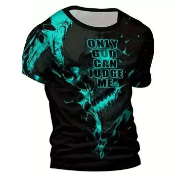 Футболка с принтом в виде цифрового 3D-узора «Только Бог может судить меня» — удобный свитер с коротким рукавом — повседневная летняя одежда для активного отдыха для мужчин S красный