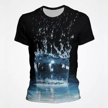 Футболка с принтом Water Flower Pop для мужчин, футболки с принтом Waterbloom 3D, летняя детская мода, смешная, с короткими рукавами, женская, винтажная, крутая одежда S