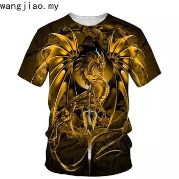 Футболка с принтом Western Dragon 3D для мужчин, летние футболки с коротким рукавом, топы, новый стиль, мужская одежда, модные повседневные футболки S