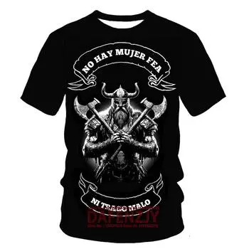 Футболка с принтом викингов 3D Harajuku, летняя модная повседневная мужская футболка с коротким рукавом в уличном стиле S белый