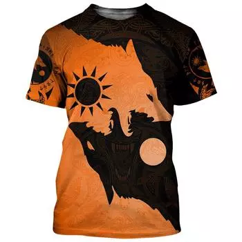 Футболка с принтом викингов Fashion Personality, мужская повседневная футболка с коротким рукавом и круглым вырезом, хип-хоп, одежда в стиле Харадзюку, летняя рубашка больших размеров S