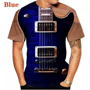 Футболка с принтом «Забавная гитара» в 3D-стиле, унисекс, футболки, толстовки, модные футболки в стиле хип-хоп и уличный стиль с короткими рукавами S