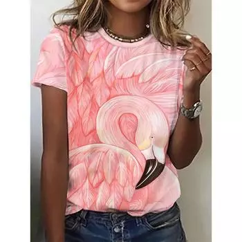 Футболка с принтом животных больших размеров, повседневная, с коротким рукавом, для весны и лета, женская одежда больших размеров XS