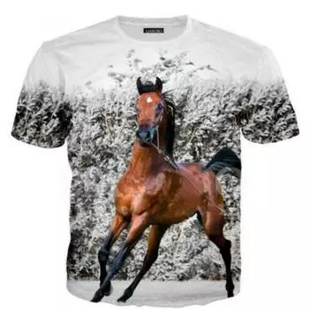 Футболка с принтом животных и лошадей 3D для женщин и мужчин, модная повседневная футболка с изображением лошадей 3D, унисекс, модные рубашки с коротким рукавом, футболки, топы S