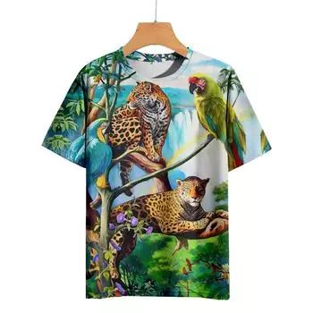 Футболка с принтом животных из мультфильмов для мужчин, футболки с древним лесом, уличные топы в стиле хип-хоп, одежда, повседневные свободные футболки с короткими рукавами S