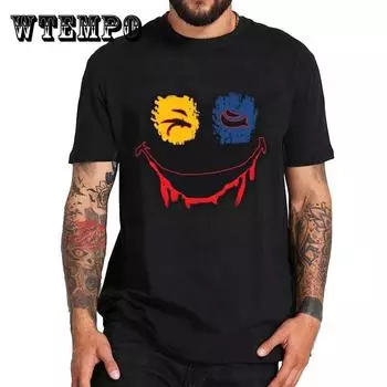 Футболка с принтом «Злая улыбка», уличный тренд, индивидуальная повседневная тонкая рубашка, свободные футболки с круглым вырезом и короткими рукавами, мужская одежда, летняя одежда XXXL