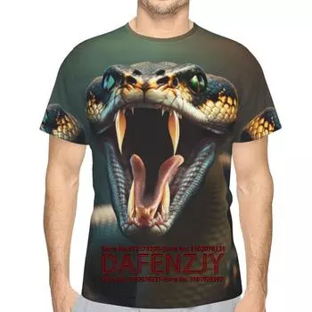 Футболка с принтом змеи 3D Big Face Pythons Мужские футболки с коротким рукавом с графическим принтом S золотой