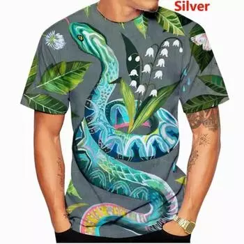 Футболка с принтом змеи, мужская, женская, для отдыха, крутая футболка S