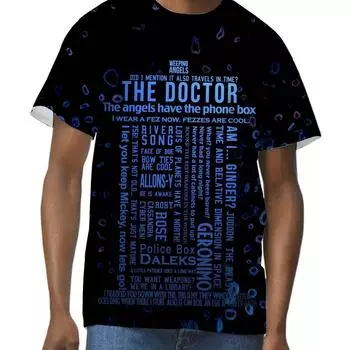 Футболка с ярким графическим принтом «Доктор» больших размеров — короткий рукав, стильная, удобная, мужская модная одежда, повседневная одежда S