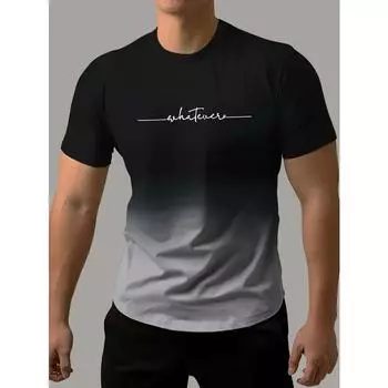 Футболка с яркими буквами и рисунком — мягкая, слегка эластичная футболка из полиэстера с круглым вырезом для мужчин — идеальная повседневная одежда для летнего отдыха на свежем воздухе S