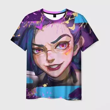 Футболка с рисунком аниме Arcane League Jinx Graphic 3D Printed для мужчин и женщин с коротким рукавом и круглым вырезом, повседневная верхняя одежда в стиле Харадзюку S