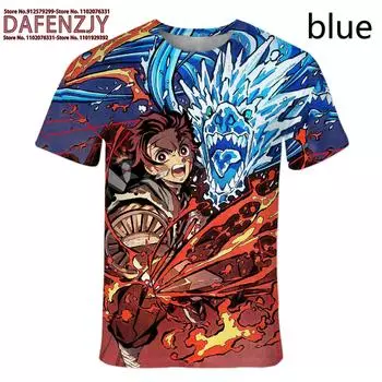Футболка с рисунком аниме для мужчин, новинка, рубашка с коротким рукавом с 3D-принтом, модная футболка S чёрный