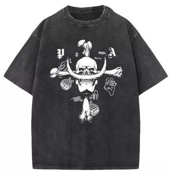 Футболка с рисунком аниме OP Luffy Washed для мужчин и женщин, хлопковая футболка с принтом и коротким рукавом, свободные топы S