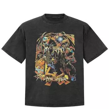 Футболка с рисунком аниме в уличном стиле, хлопковая черная футболка, топы унисекс, футболки, летние футболки с короткими рукавами S чёрный