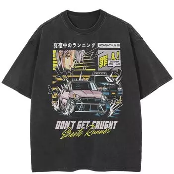 Футболка с рисунком аниме в уличном стиле, хлопковая черная футболка, топы унисекс, футболки, летние футболки с короткими рукавами S чёрный